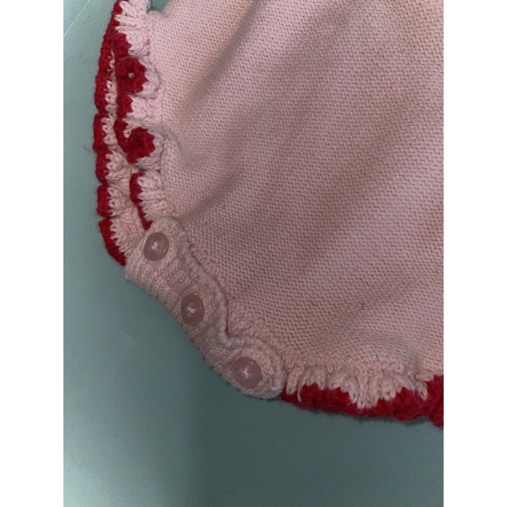 Nicole Miller Baby Girl Embroidered Knit Sweater Body Suit 3/6 Months Strawberry - Picture 7 of 10